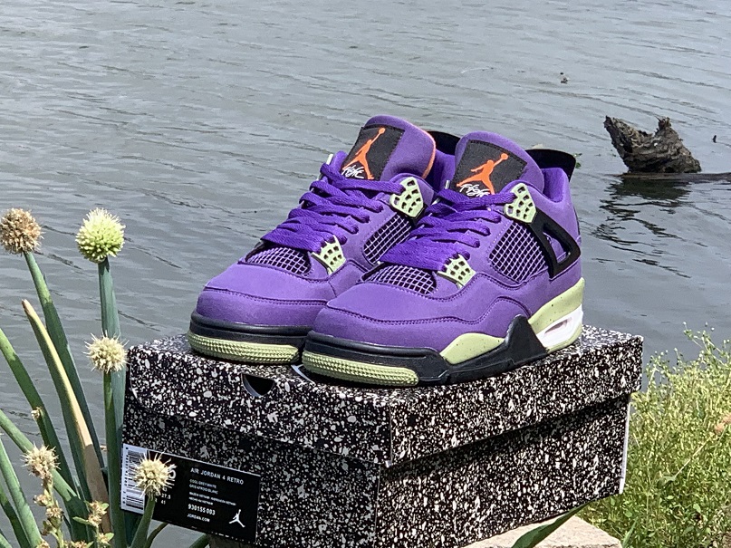 New 2022 Air Jordan 4 Purple Black White Shoes - Click Image to Close